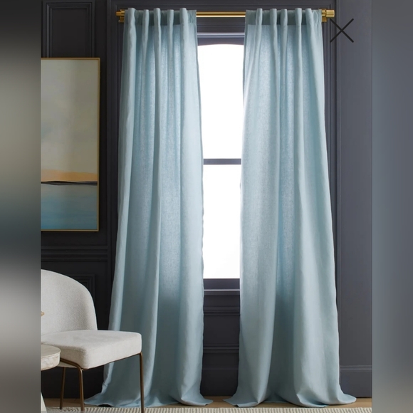 NWT! Quince Linen Light Blue Filtering Curtains, 48" x 84"- 2 Panels. (D6) - Picture 1 of 8